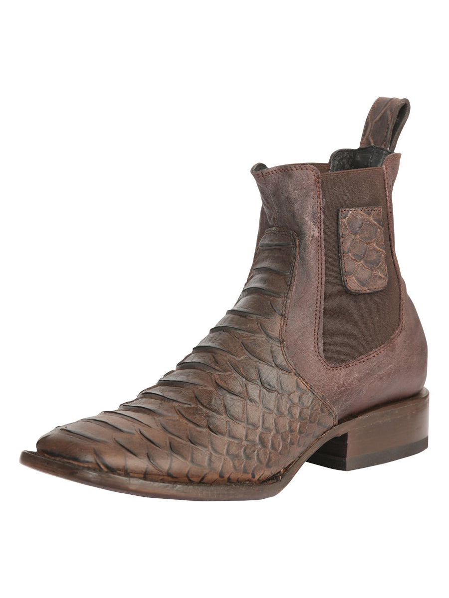 El General Men’s Python Imitation Brown Ankle Boots 45092