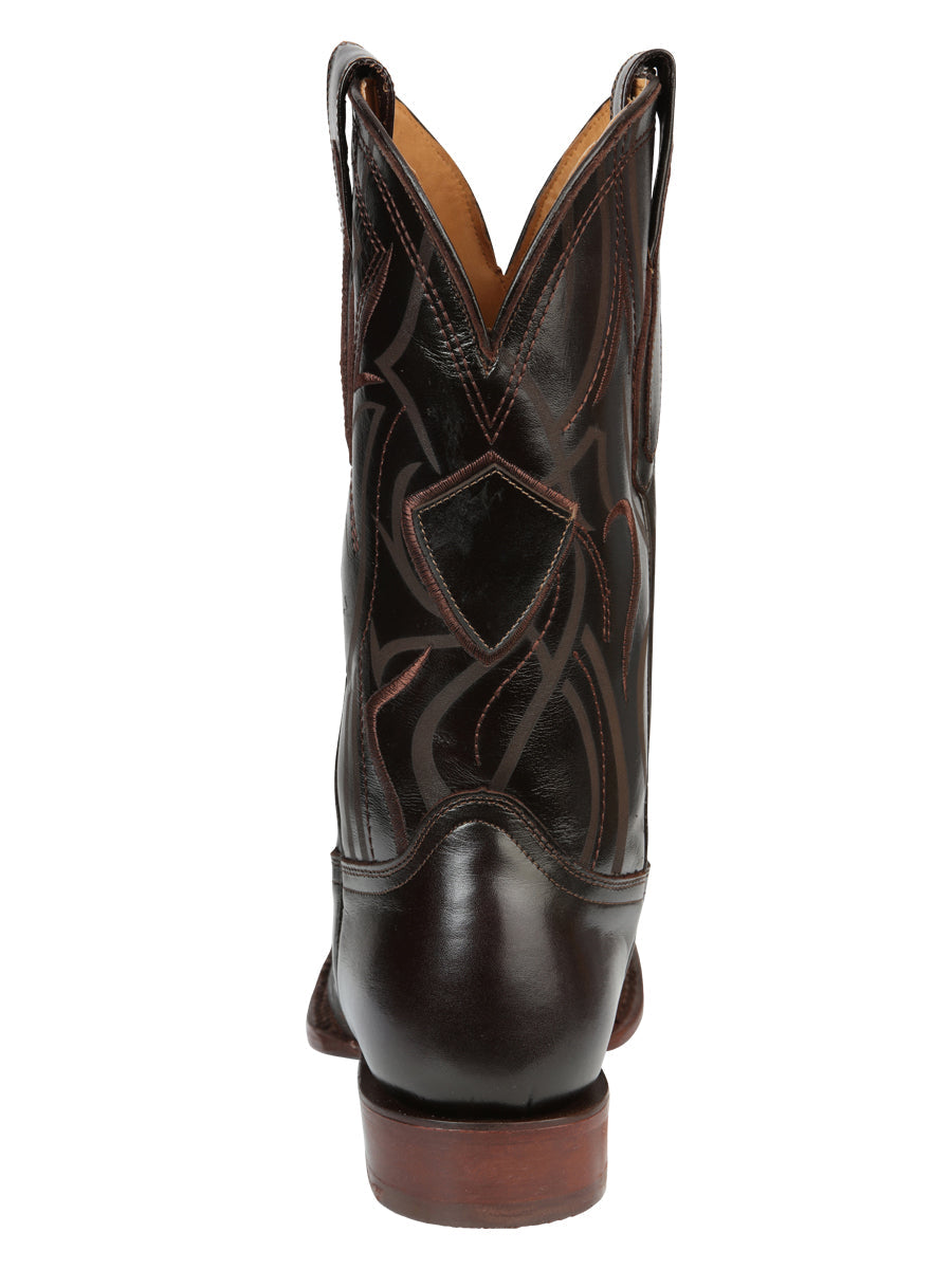 El General Men's Laser Woven Leather Cowboy - Made in Mexico - Brown 45173