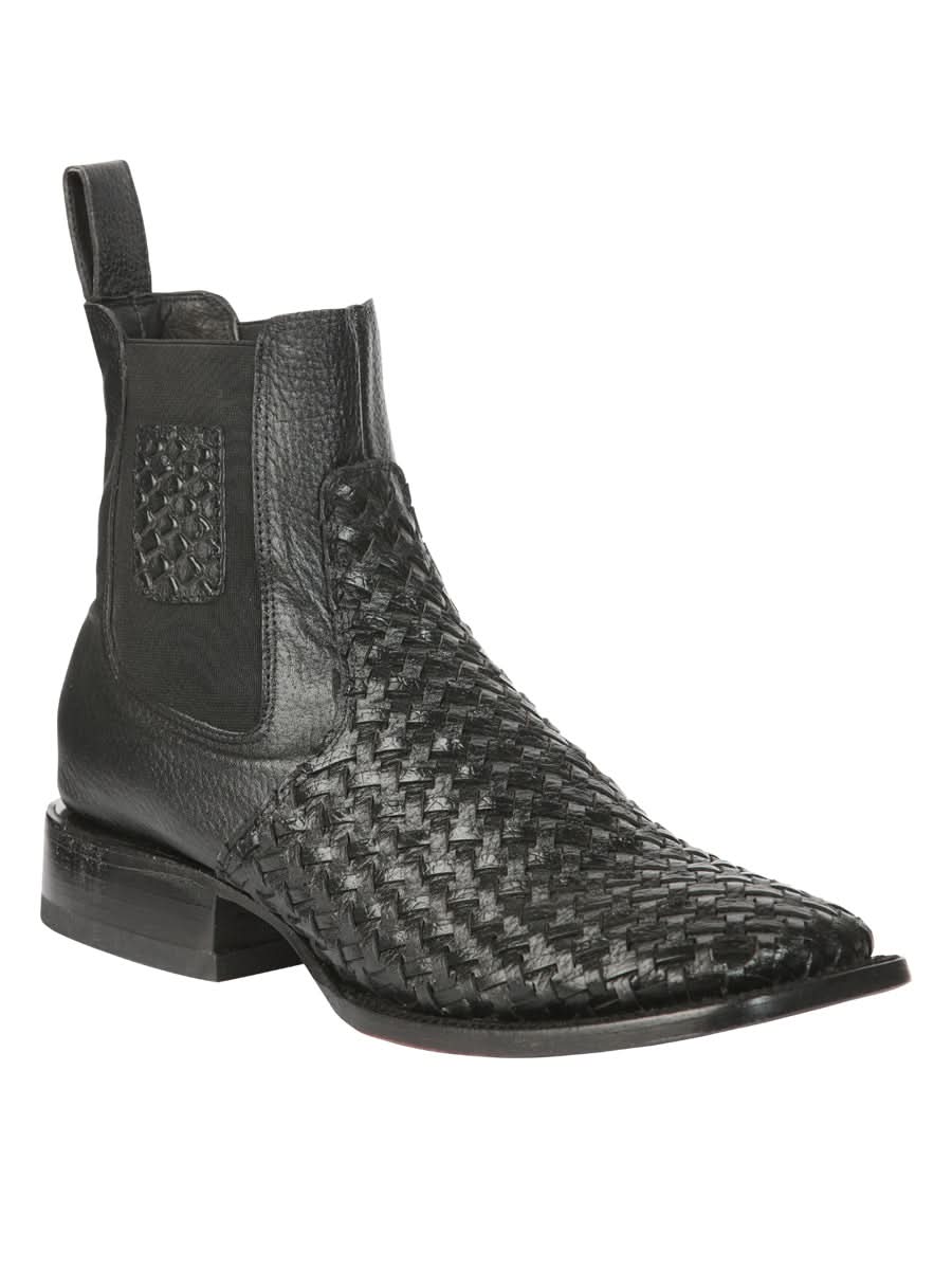 El General Men’s Rodeo Black Petatillo Woven Ankle Boots 45181