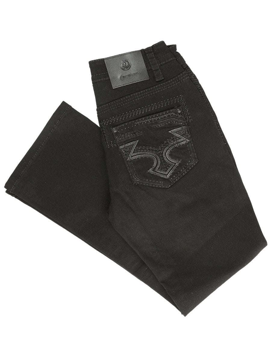 Centenario Men's Black Denim with Dark Embroidered Details 45312