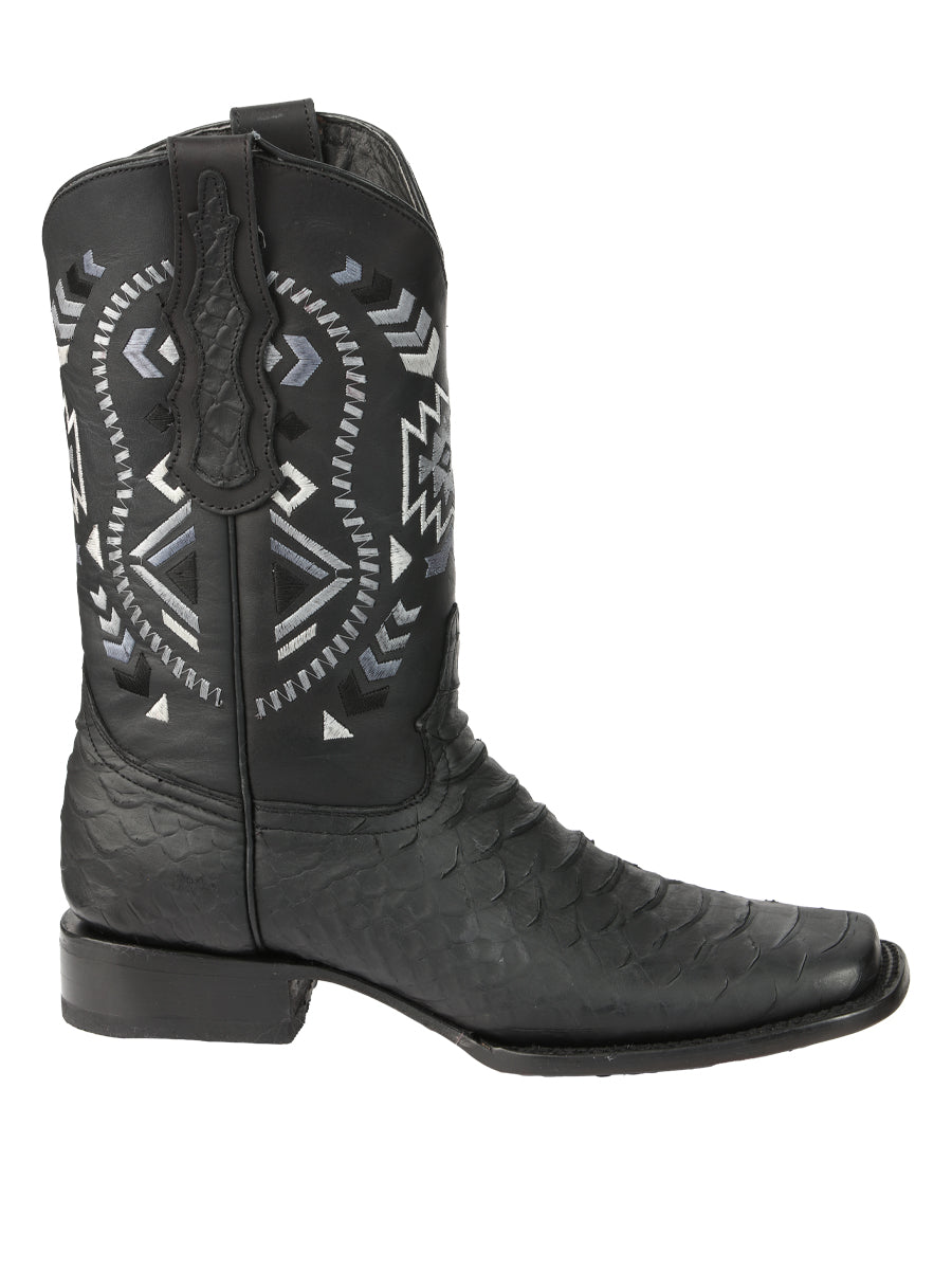 El General Men’s Black Python Imitation Rodeo Boots 45398