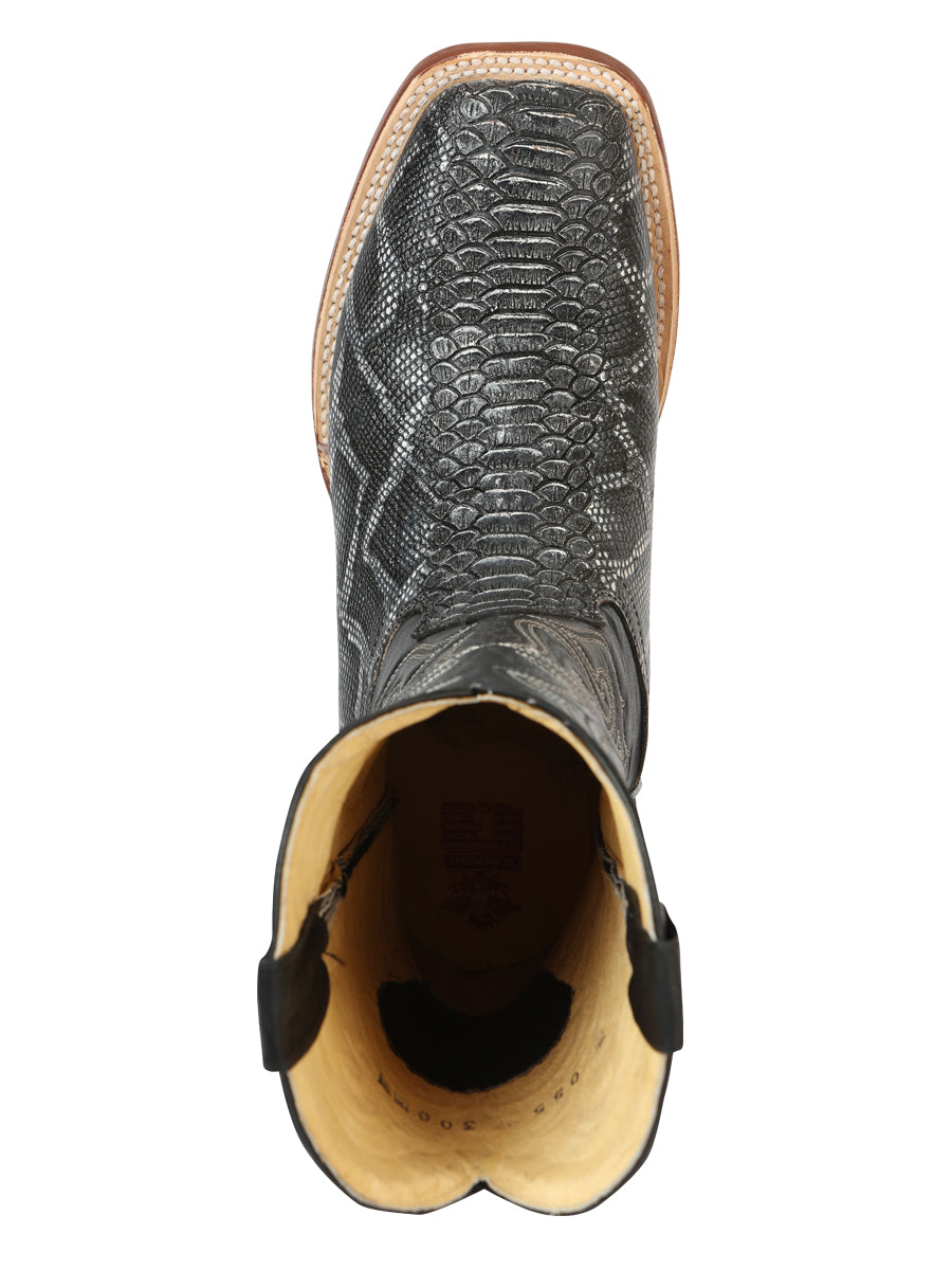 El General Men’s Python Imitation Rodeo Boots - Gray 45432