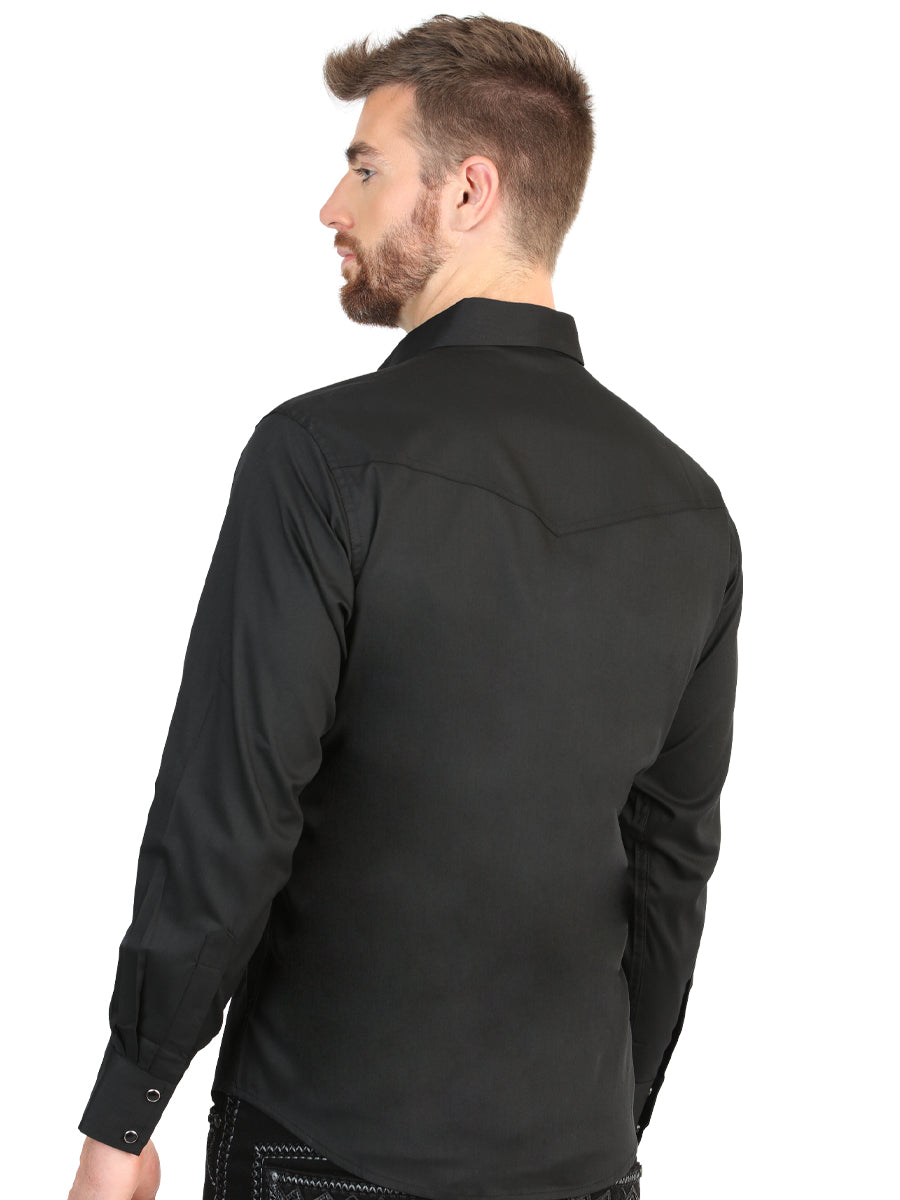 El General Men’s Long Sleeve Snap Button Western Shirt  - Black 45612