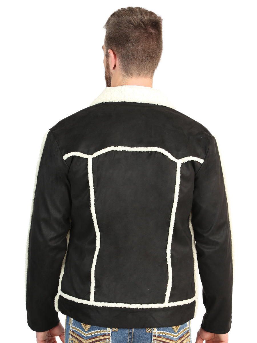 El General Men’s Black Suede Sherpa-Lined Jacket 45633