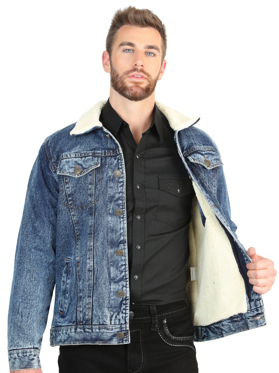 El General Men’s Light Blue Denim Sherpa-Lined Jacket 45639