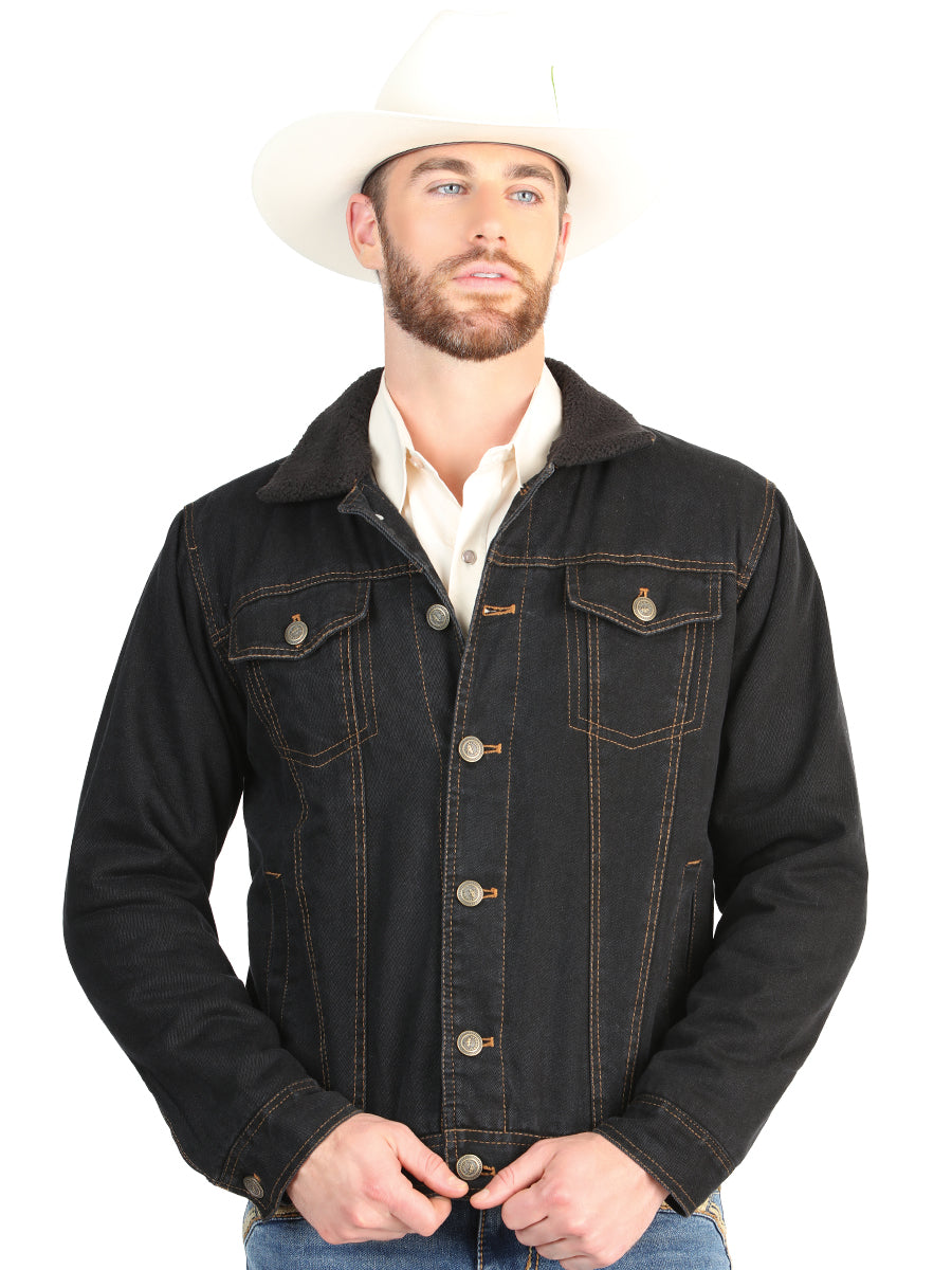 El General Men’s Black Denim Sherpa-Lined Jacket 45641