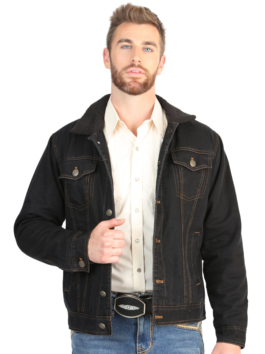 El General Men’s Black Denim Sherpa-Lined Jacket 45641