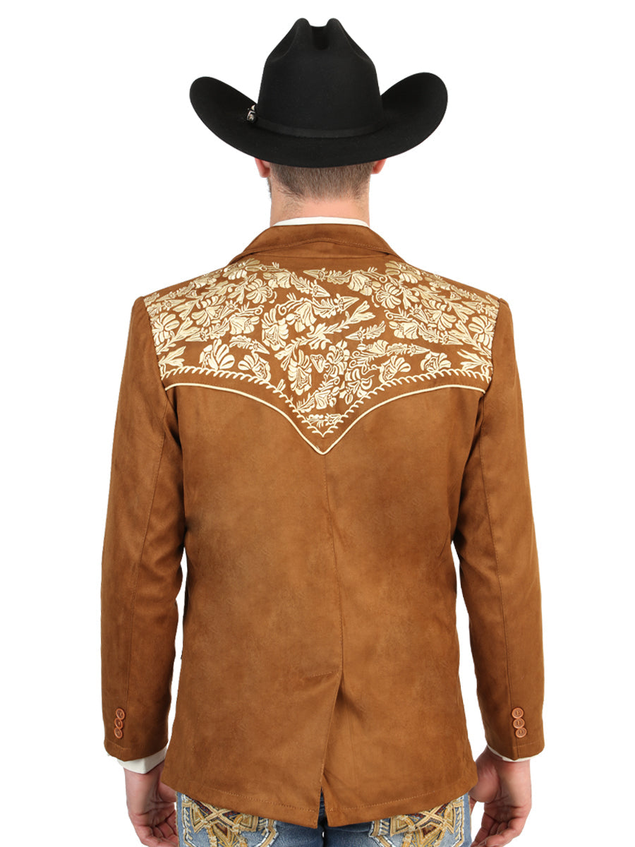 El General Men’s Suede Western Embroidered Blazer - Tan 45646