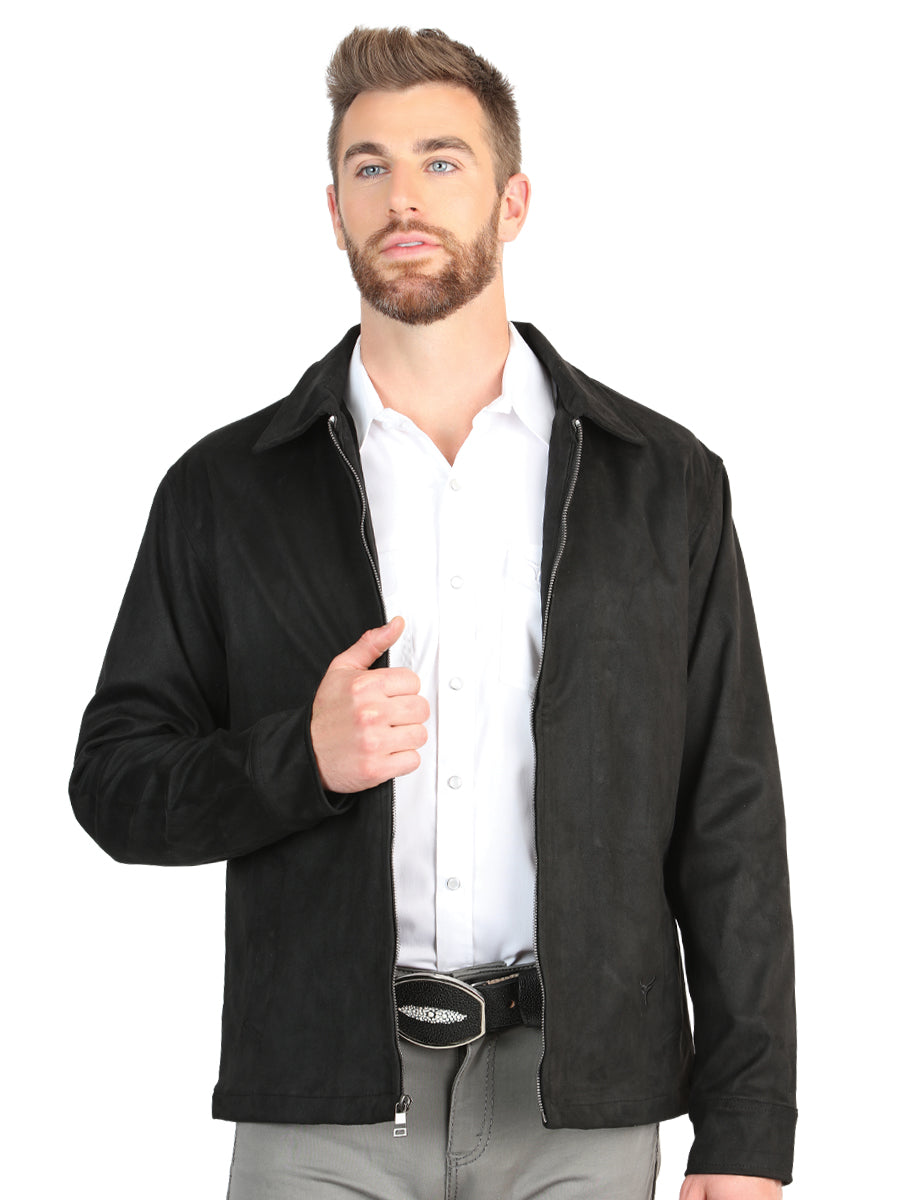 El General Men’s Suede Zipper Jacket - Black 45648