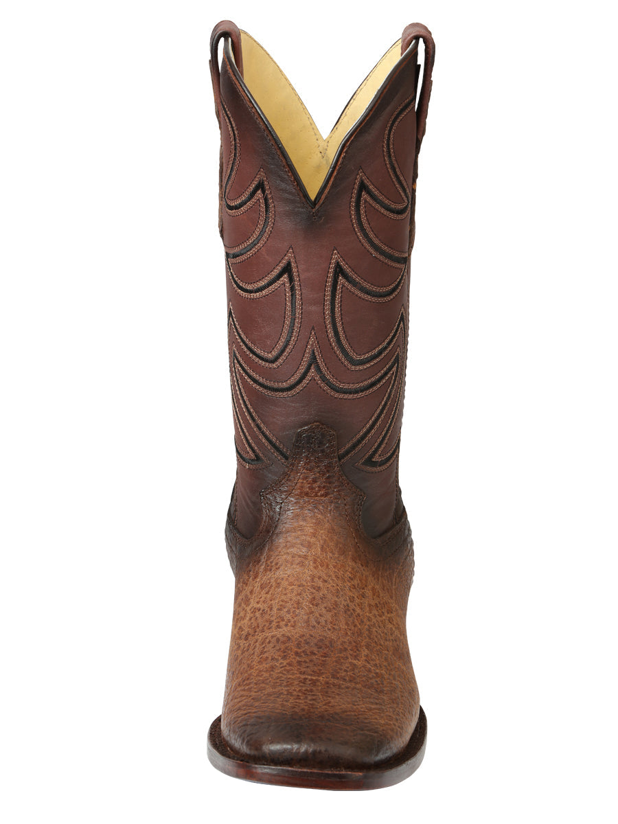 El General Men's Leather Cowboy Boot - Made in Mexico - Elephant Print Brown Tobacco 45665