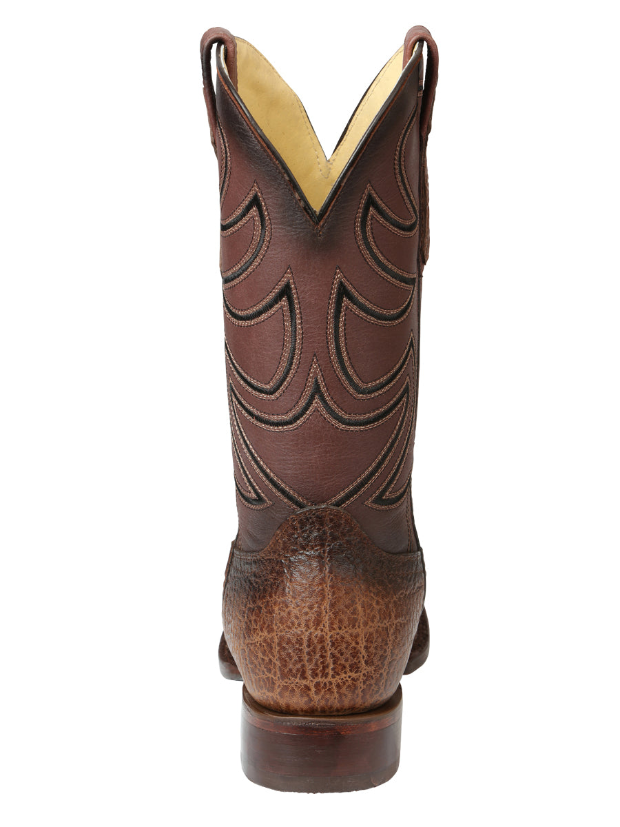 El General Men's Leather Cowboy Boot - Made in Mexico - Elephant Print Brown Tobacco 45665