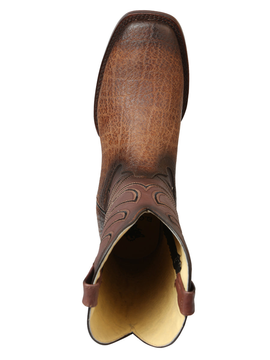 El General Men's Leather Cowboy Boot - Made in Mexico - Elephant Print Brown Tobacco 45665