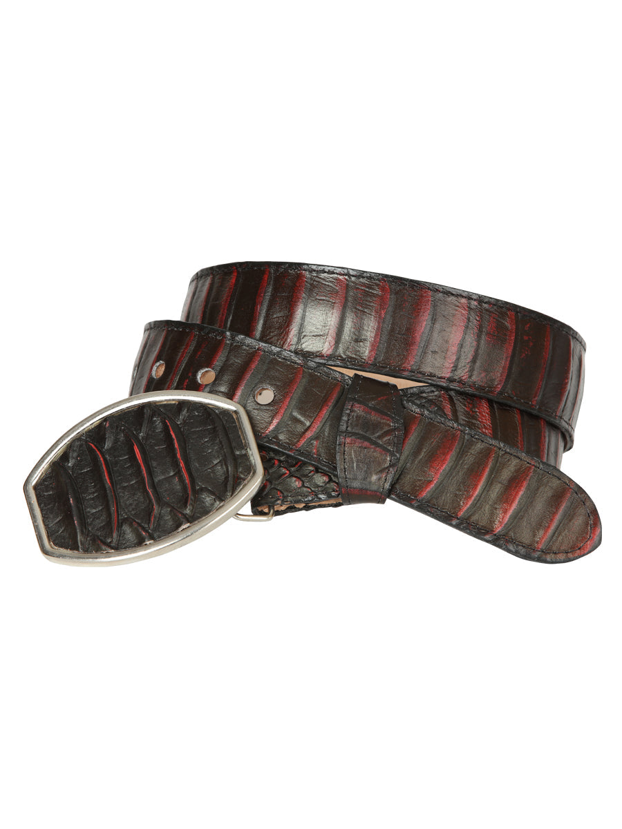 El General Men’s 100% Leather Western Belt - Made in Mexico - Red Snake Print 45676