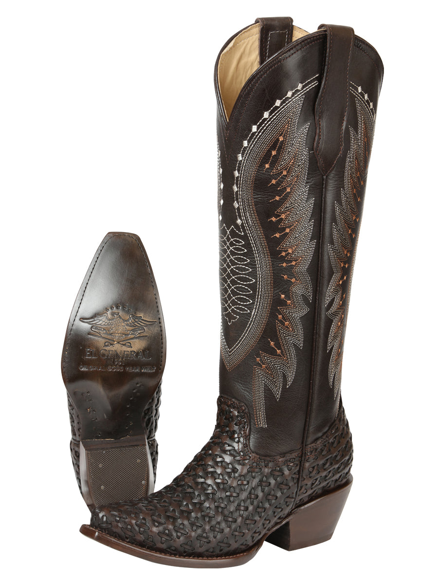 El General Women’s Embroidered Western Boots - Choco 45782