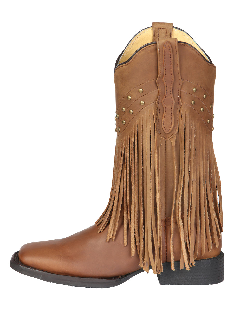 El General Women’s Leather Fringe Western Boots - Made in Mexico - Honey 45799