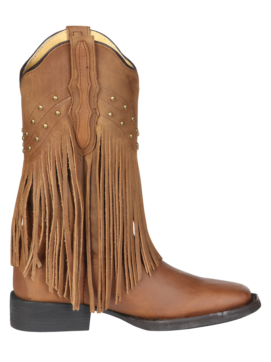 El General Women’s Leather Fringe Western Boots - Made in Mexico - Honey 45799