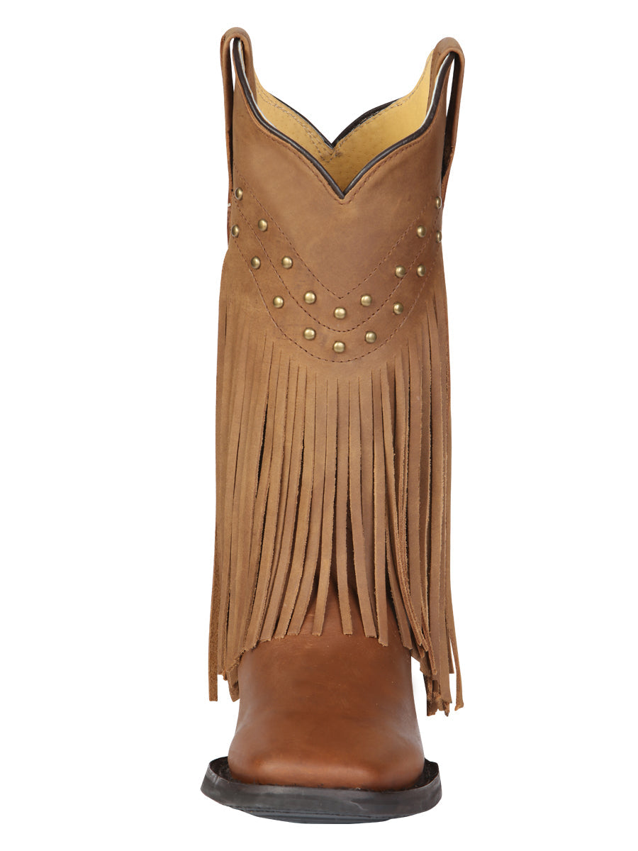 El General Women’s Leather Fringe Western Boots - Made in Mexico - Honey 45799