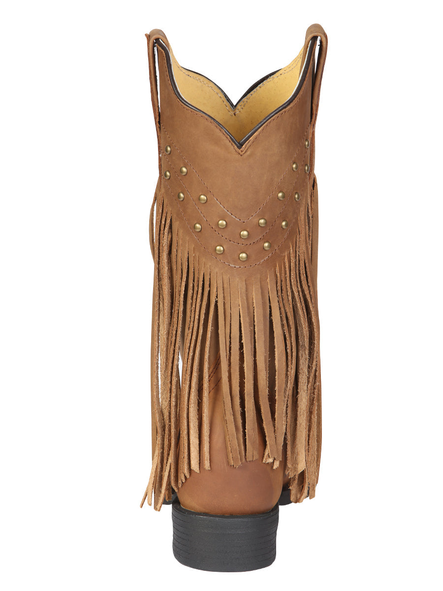 El General Women’s Leather Fringe Western Boots - Made in Mexico - Honey 45799
