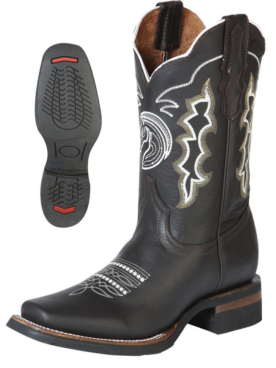 El General Men's Leather Cowboy Boots - Made in Mexico - Crazy Choco 51114