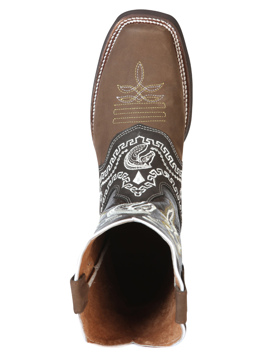 El General Rodeo Boot - Nobuck Dark Brown with Embroidery 51117
