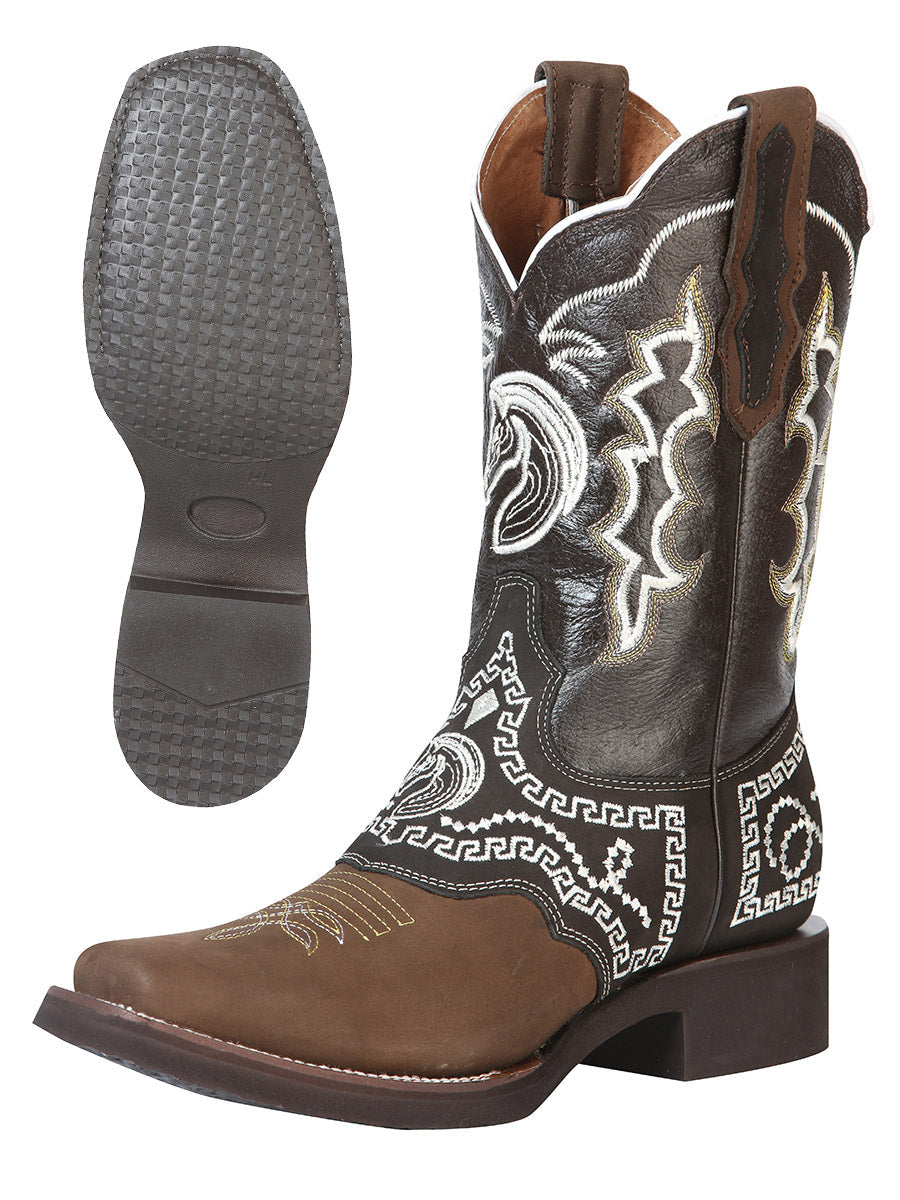 El General Rodeo Boot - Nobuck Dark Brown with Embroidery 51117