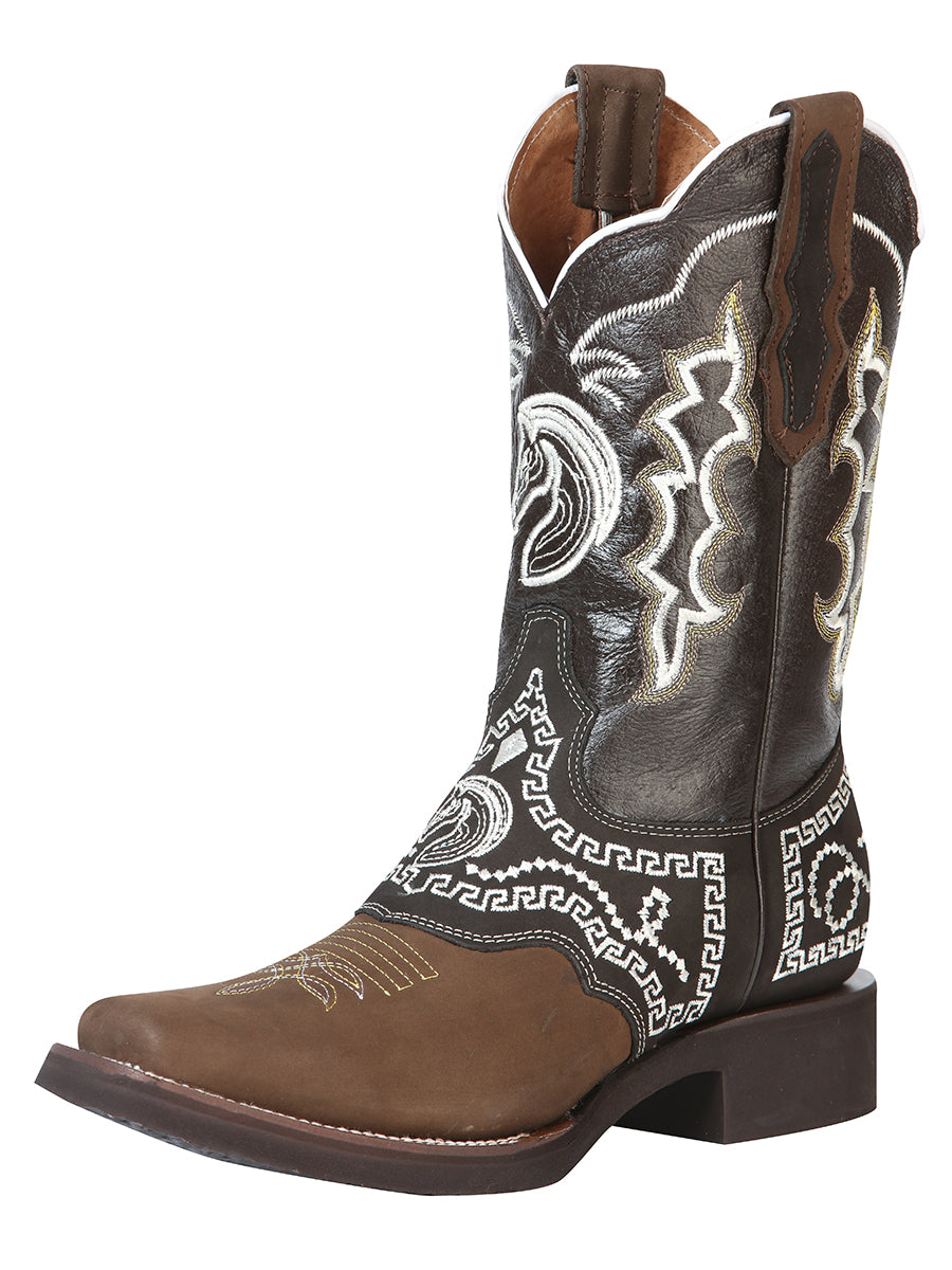 El General Rodeo Boot - Nobuck Dark Brown with Embroidery 51117
