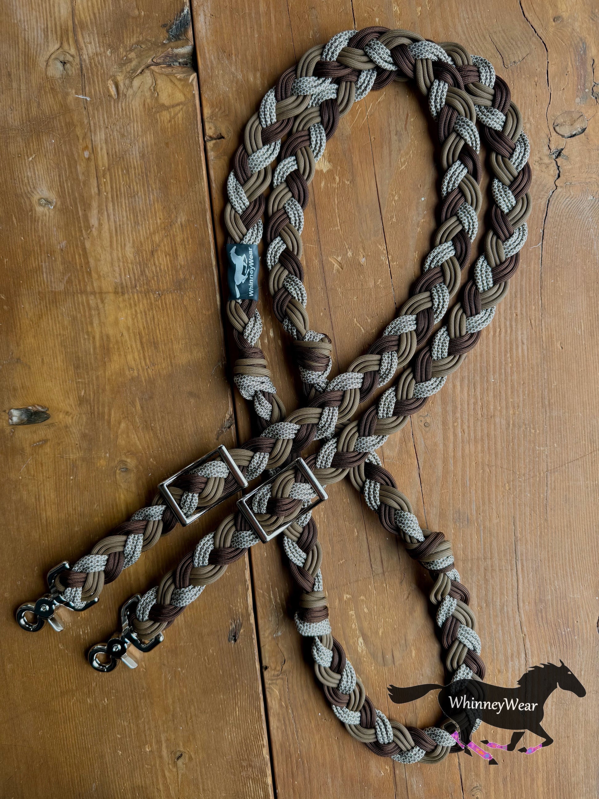 8ft Brown Diamonds Braided Reins