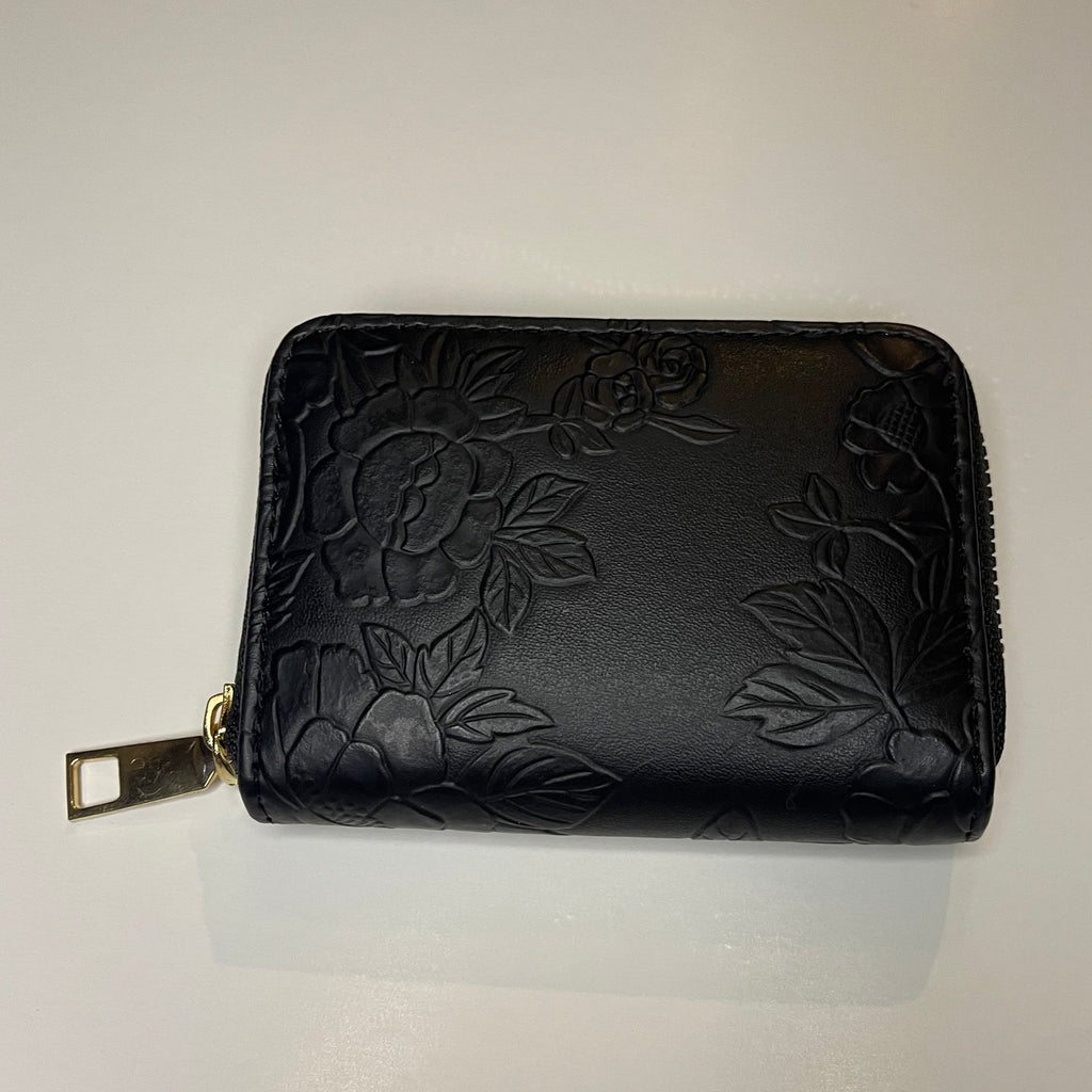 Tooled leather card wallet