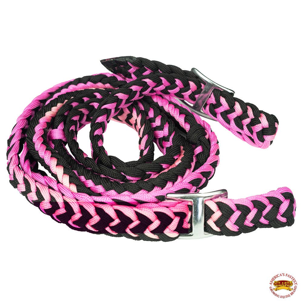 1" 8Ft Braided Poly Barrel Rein Horse Racing Flat Grip Knots