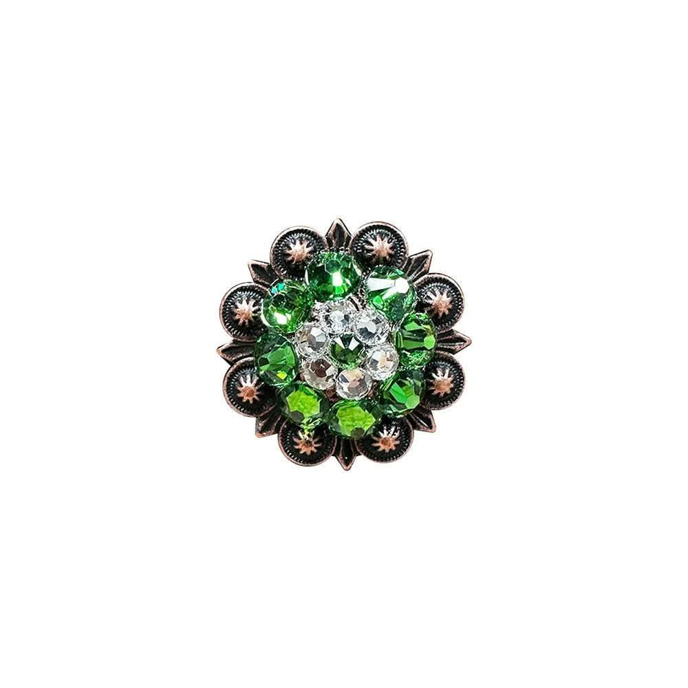 Fern & Clear Copper 1.25" European Crystal Concho