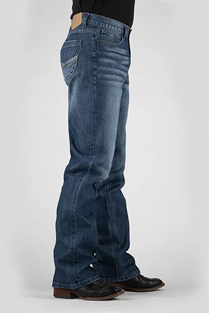 Tin Haul Regular Joe with Grey V Stitch (Dark Wash) - Men's Bootcut Jeans