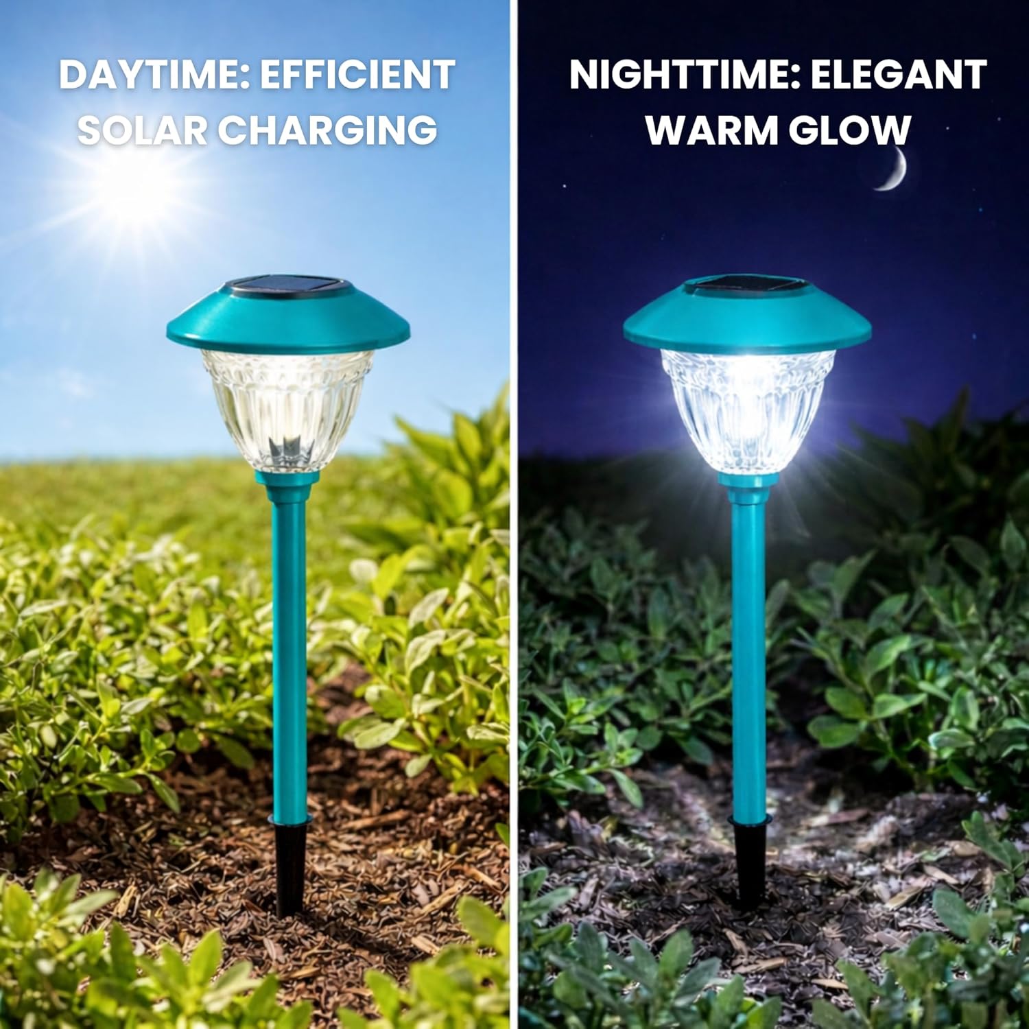 10 Pack Solar Pathway LED Lights Outdoor-Stainless Steel ( Turquoise )