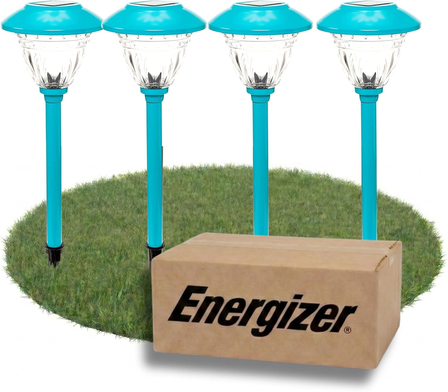 10 Pack Solar Pathway LED Lights Outdoor-Stainless Steel ( Turquoise )