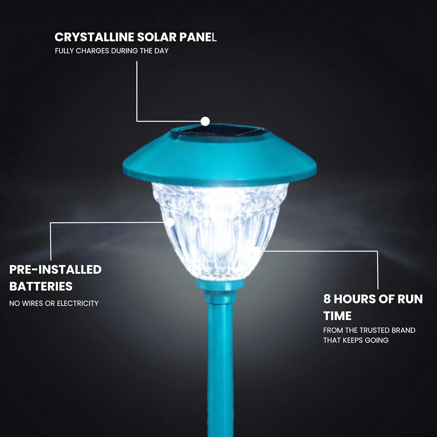 10 Pack Solar Pathway LED Lights Outdoor-Stainless Steel ( Turquoise )