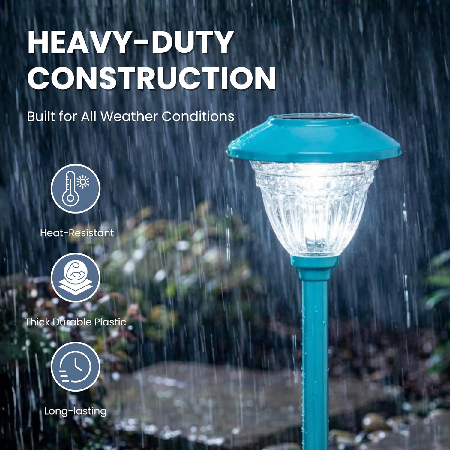 10 Pack Solar Pathway LED Lights Outdoor-Stainless Steel ( Turquoise )
