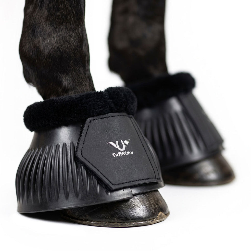 TuffRider Heavy-Duty Ribbed Adjustable Rubber Bell Boots with Fleece Trim