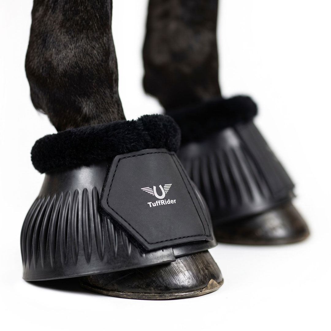 TuffRider Heavy-Duty Ribbed Adjustable Rubber Bell Boots with Fleece Trim
