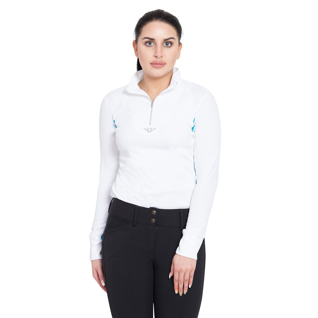 TuffRider Ladies Long Sleeve Ventilated Technical Sport Shirt – UV Protection, Quick-Dry, Mesh Undersleeves