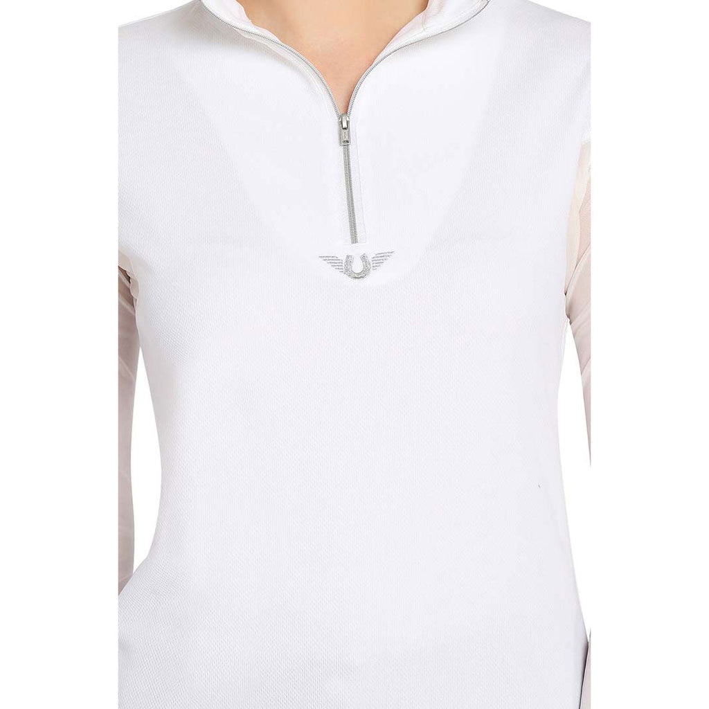 TuffRider Ladies Long Sleeve Ventilated Technical Sport Shirt – UV Protection, Quick-Dry, Mesh Undersleeves