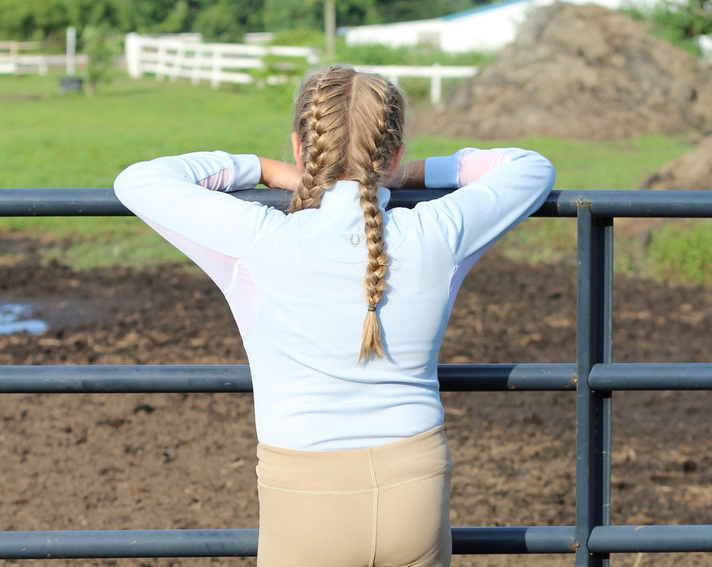 TuffRider Youth Long Sleeve Ventilated Technical Sport Shirt – UV Protection, Quick-Dry, Mesh Undersleeves