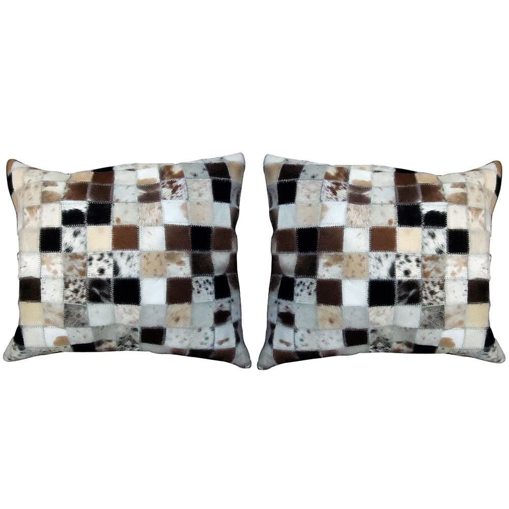 Hilason Cowhide Leather Hair-On Patchwork Cushion Pillow Cover