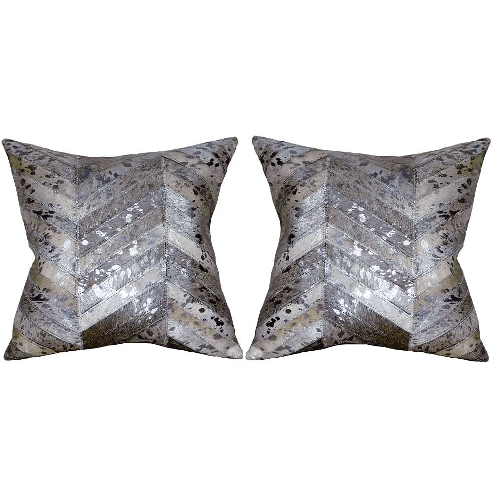 Hilason Cowhide Leather Hair-On Patchwork Cushion Pillow Cover