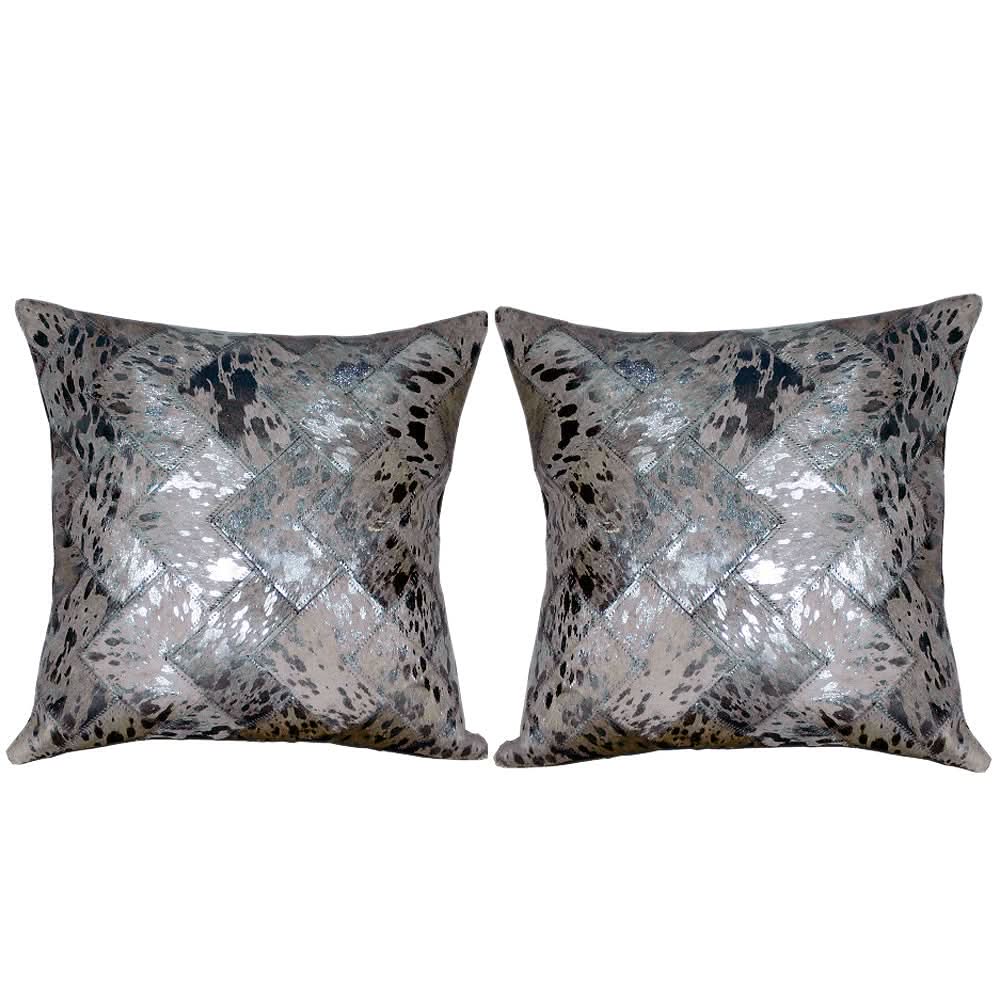 Hilason Cowhide Leather Hair-On Patchwork Cushion Pillow Cover