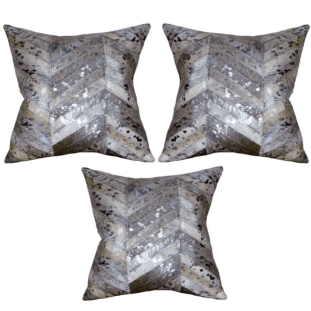 Hilason Cowhide Leather Hair-On Patchwork Cushion Pillow Cover