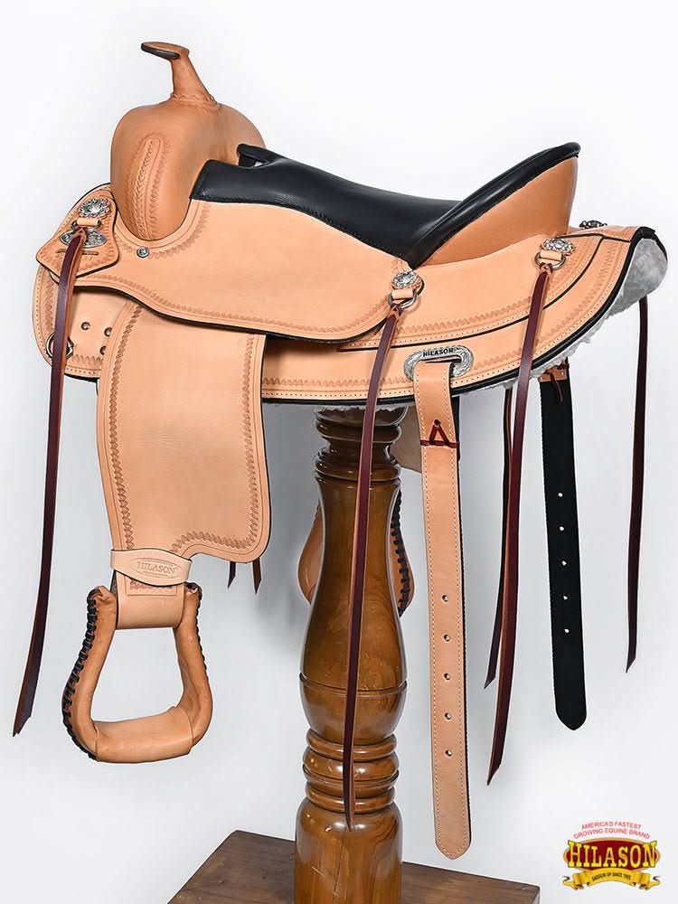 Hilason Western Draft Horse Wide Gullet Trail American Leather Saddle