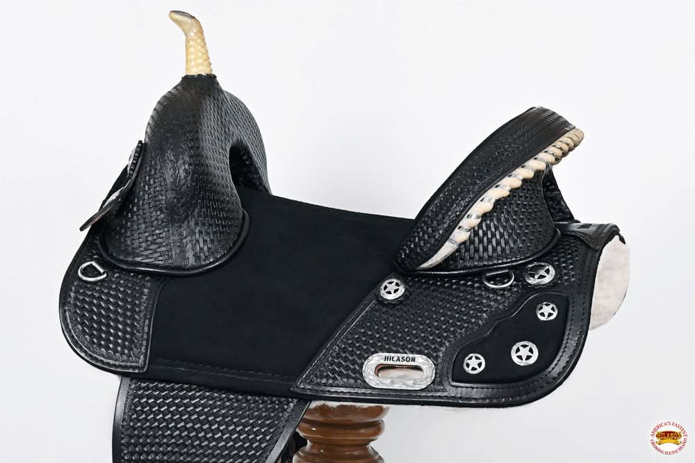 Western Horse Saddle Hilason Treeless Trail Barrel American Leather