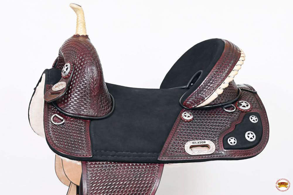 Western Horse Saddle Hilason Treeless Trail Barrel American Leather