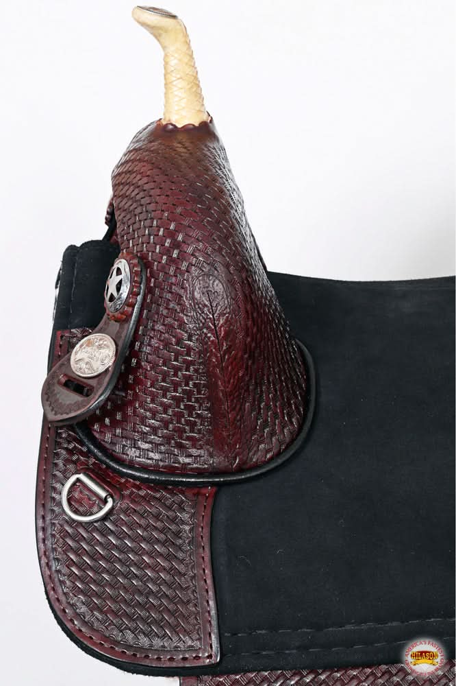 Western Horse Saddle Hilason Treeless Trail Barrel American Leather