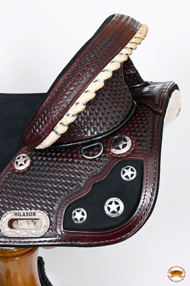 Western Horse Saddle Hilason Treeless Trail Barrel American Leather