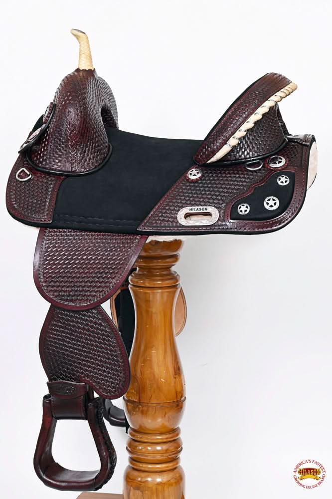 Western Horse Saddle Hilason Treeless Trail Barrel American Leather